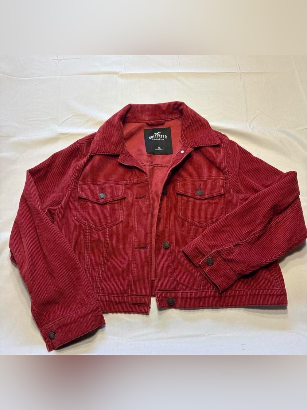Hollister Red Corduroy Shirt Jacket